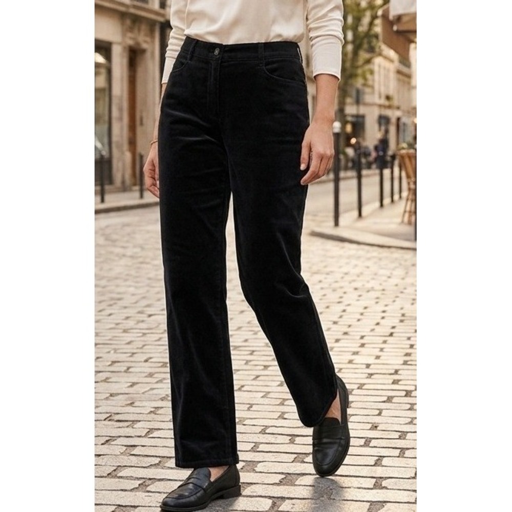 Orvis Chino Velvet Pants Women's 10P Black Straight Leg Stretch Classic Travel